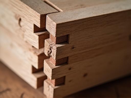 A close-up of a perfectly crafted dovetail joint.